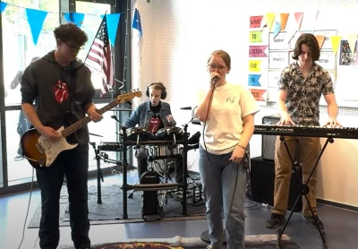 Student of Ramstein HS playing in the end of year band concert